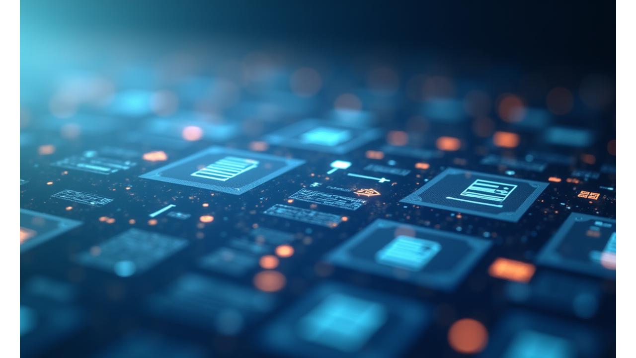 Abstract illustration of connected legal documents and digital interfaces, representing the terms of service and user agreement for Pixel Hearth Studios.